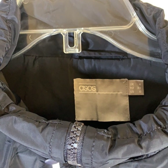 NWOT. Boho ASOS 0 Black Oversized Full Zip Drawstring Jacket. - Picture 2 of 11